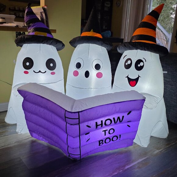 5.2FT Ghosts Reading Book Halloween Blow Up Inflatable Decoration with LED Light - Picture 1 of 9